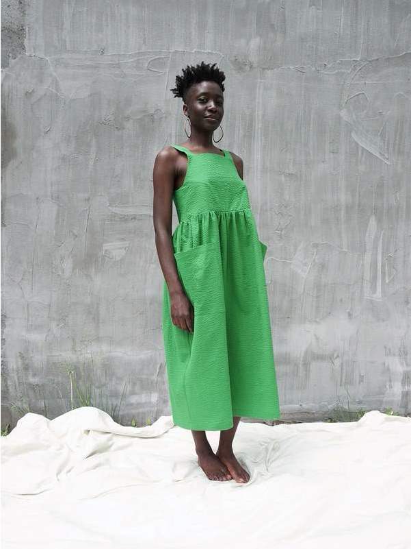 Ursa Minor Odette Dress Kelly Green Seersucker Xs